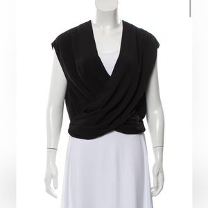 L’Agence black silk draped blouse, size S